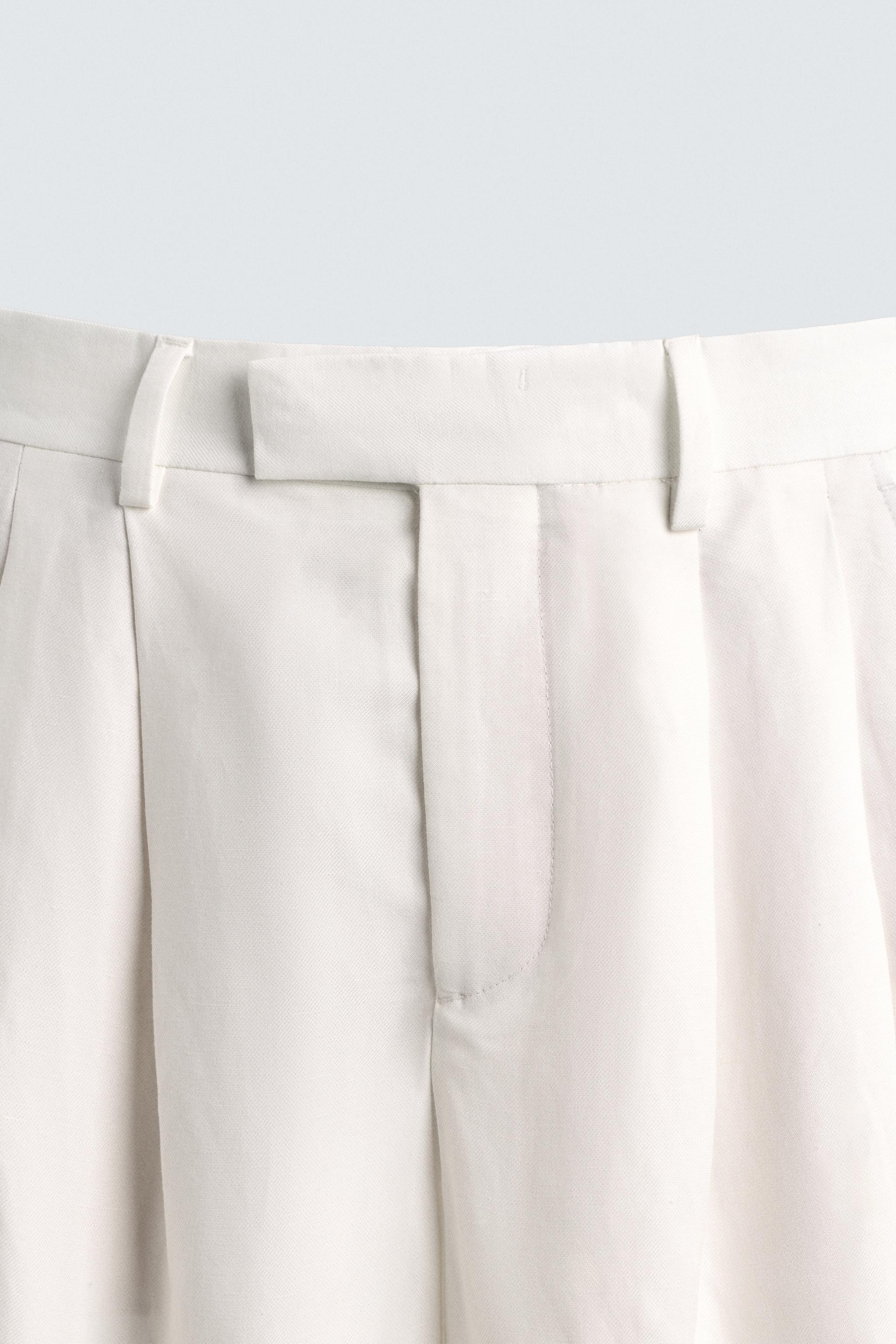 RELAXED FIT VISCOSE LINEN SUIT PANTS